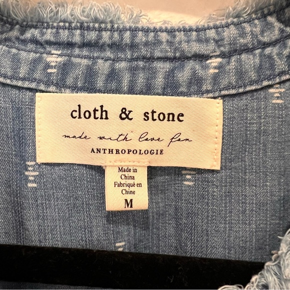 Anthropologie Cloth & Stone MaryLou Chambray Shirtdress Women’s Sz M coastal - Picture 2 of 7